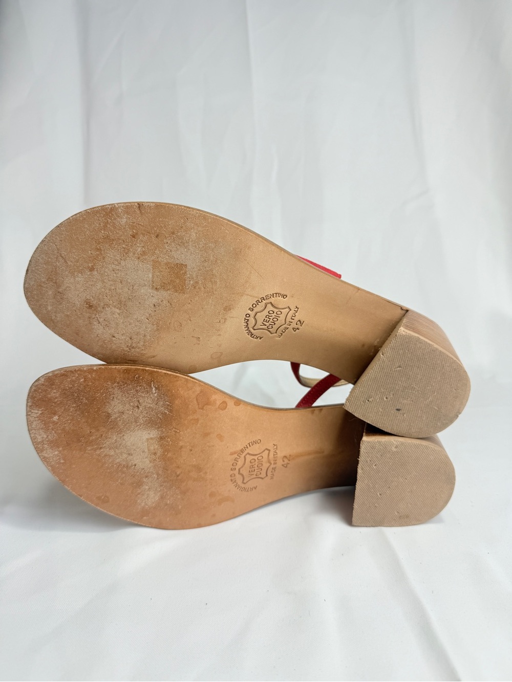 Corium Sorrento Italian Red Leather Sling Back Buckle Heels US 11 EU 42 Italy - Picture 10 of 12